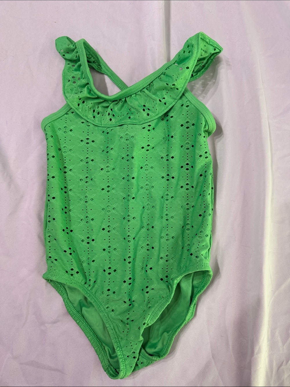 Cat & Jack Green Eyelet Ruffle One-Piece Swimsuit
